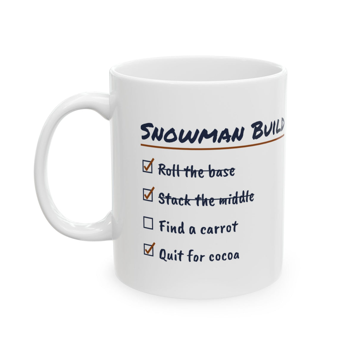 Funny Christmas Coffee Mug Snowman Build Checklist For Hot Cocoa Lovers