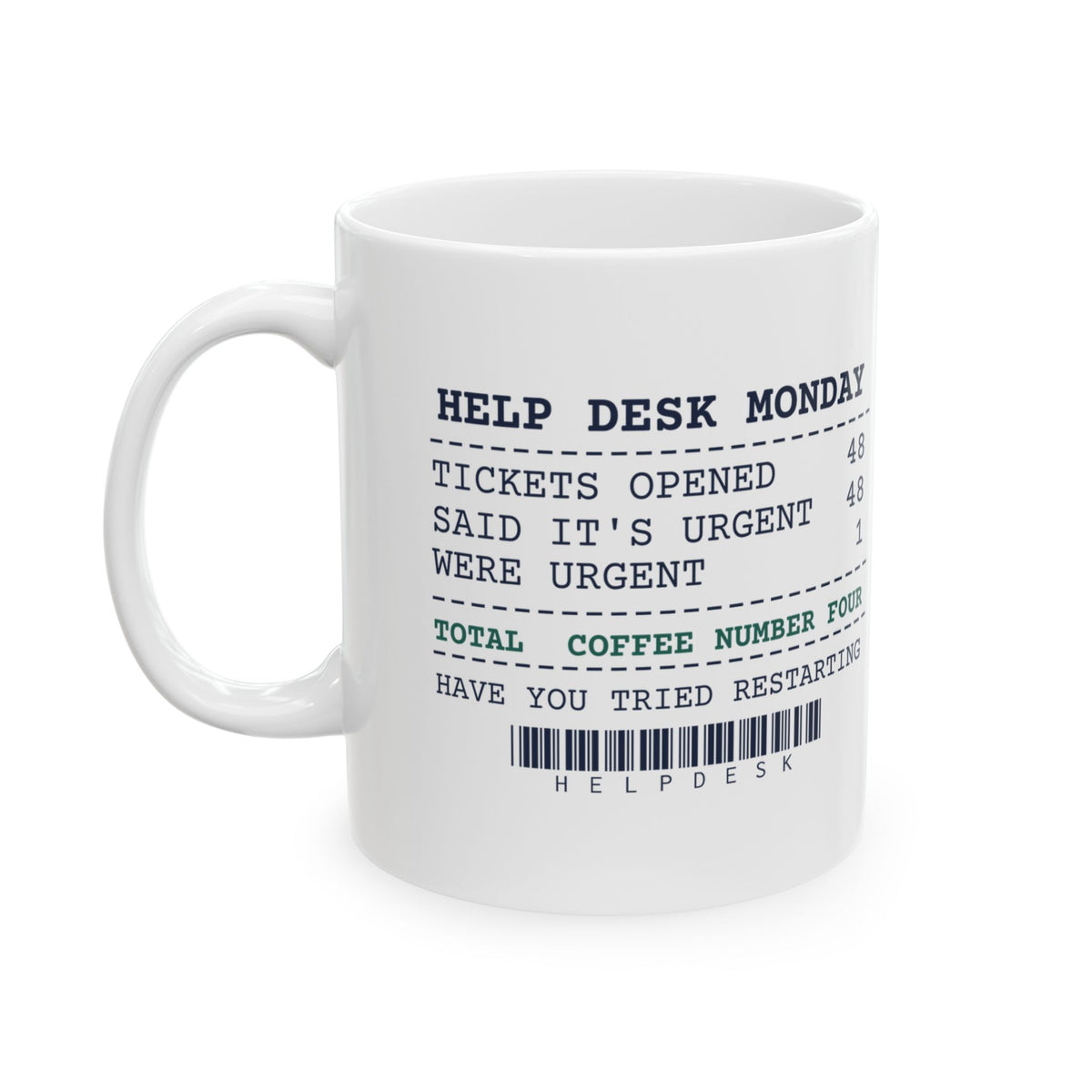Funny IT Support Coffee Mug Marked Urgent 48 Were Urgent 1 Receipt