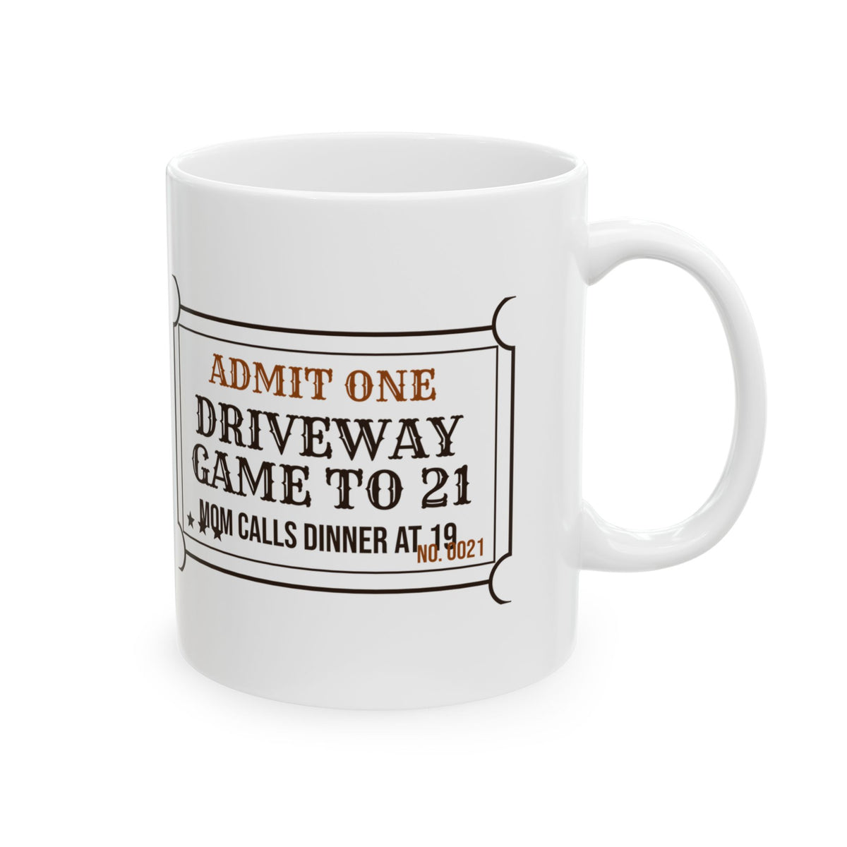 Funny Basketball Coffee Mug Driveway Game To 21 Ticket