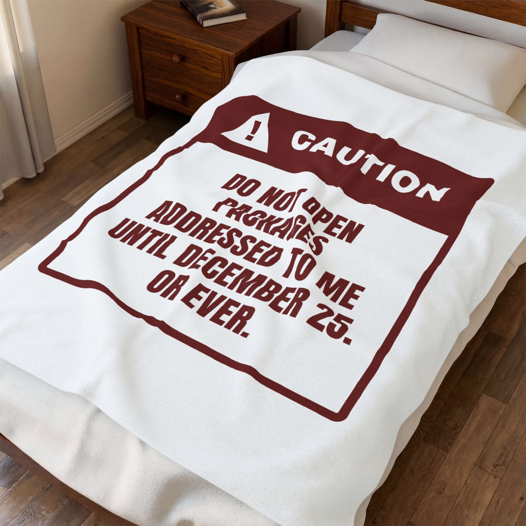 Funny Christmas Shopping Throw Blanket Do Not Open My Packages Warning