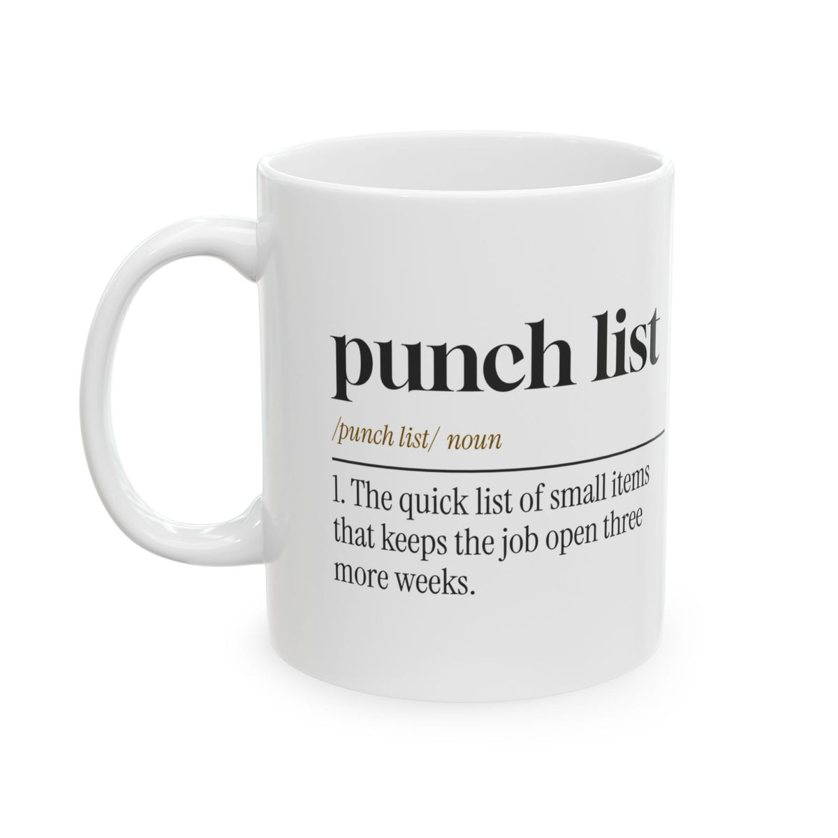 Funny Construction Worker Coffee Mug Punch List Definition