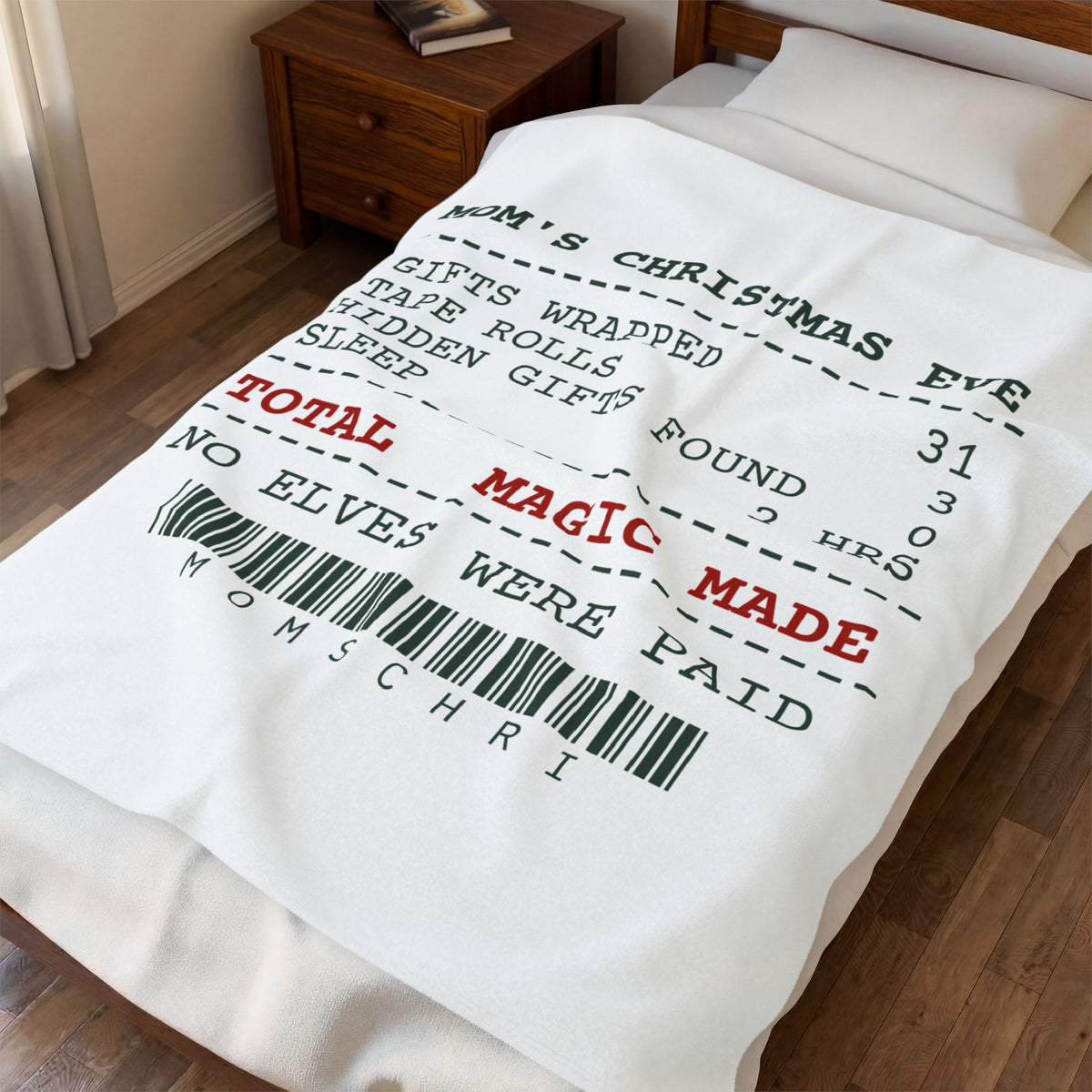 Funny Mom Christmas Throw Blanket Mom's Christmas Eve Receipt