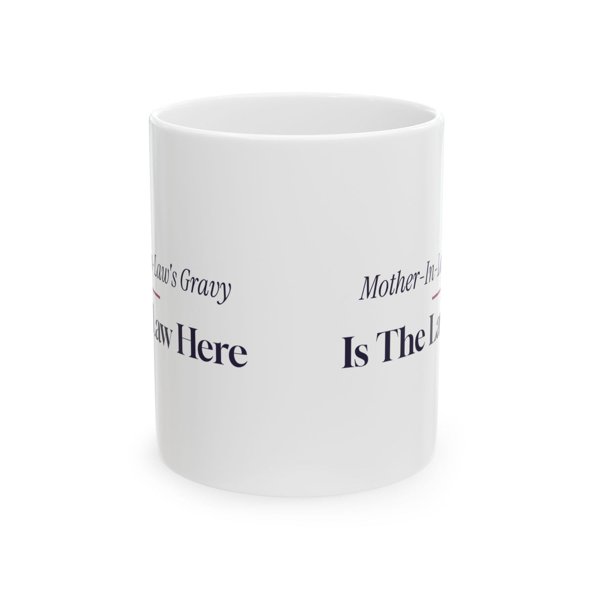 Funny Christmas Coffee Mug Mother In Law Gravy Is The Law Here