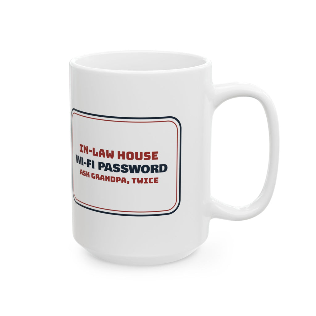 Funny Christmas Coffee Mug In-Law Wi-Fi Password Ask Grandpa Twice