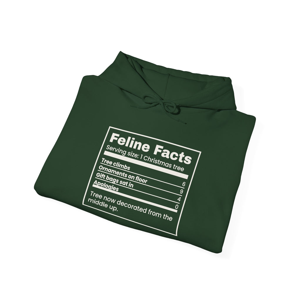 Funny Christmas Cat Hoodie Feline Facts Nutrition Label
