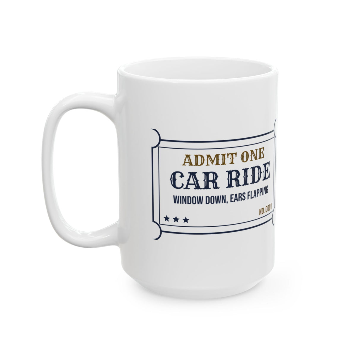 Funny Dog Dad Coffee Mug Car Ride Window Down Ears Flapping Ticket