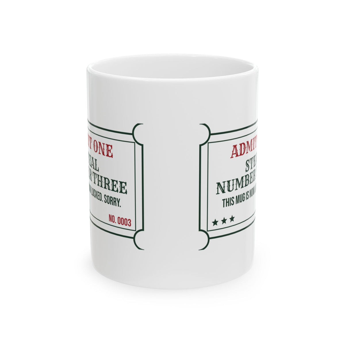 Funny White Elephant Coffee Mug Steal Number Three Ticket