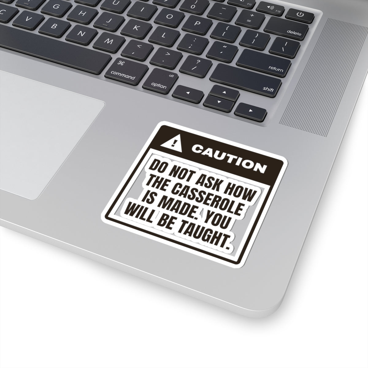Funny In Law Christmas Sticker Caution Casserole Warning Label