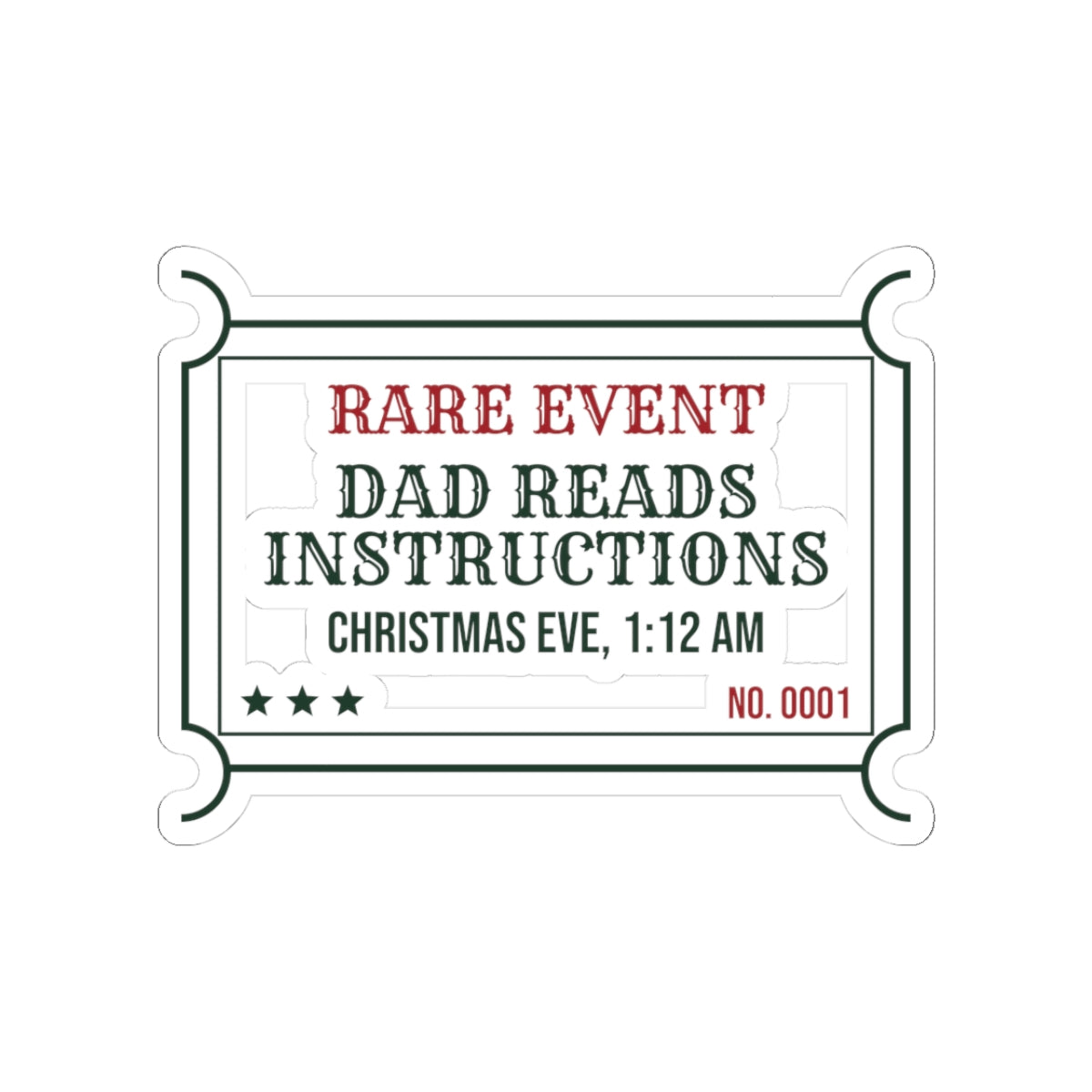 Funny Christmas Eve Dad Sticker Dad Reads The Instructions