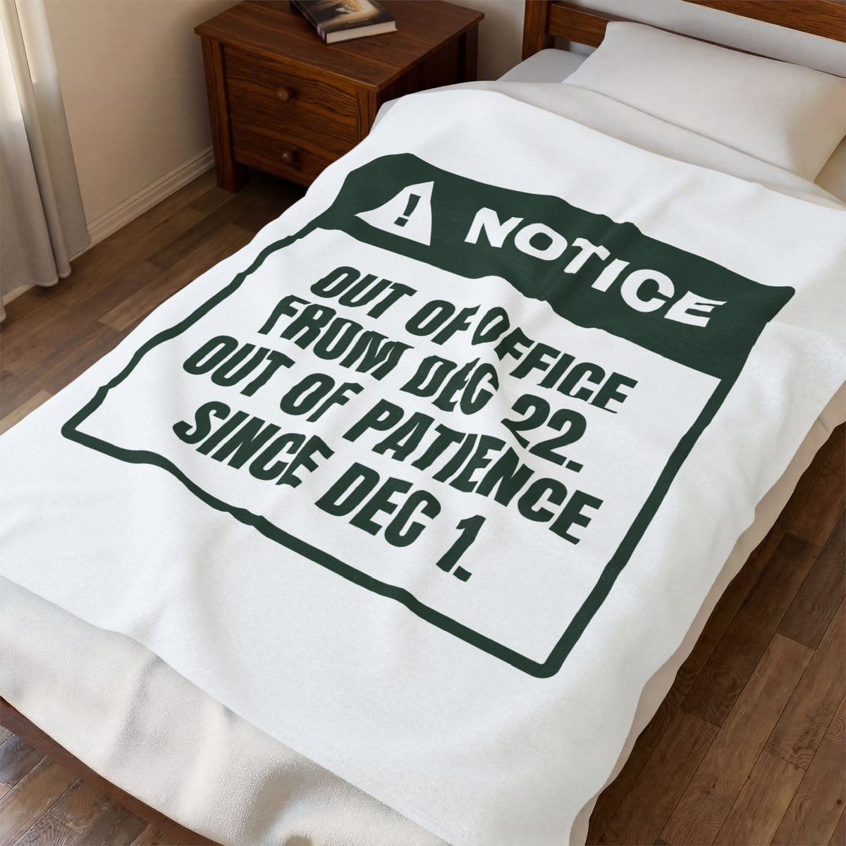 Funny Christmas Coworker Throw Blanket Out Of Office Dec 22 Notice