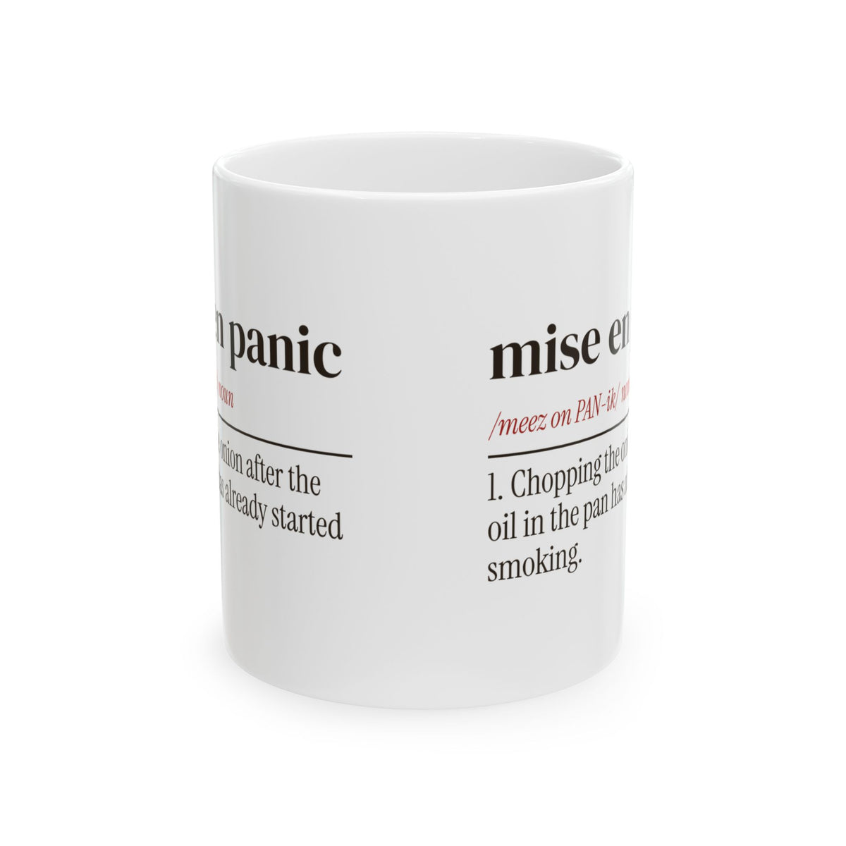Funny Cooking Coffee Mug Mise En Panic Definition For Home Cooks