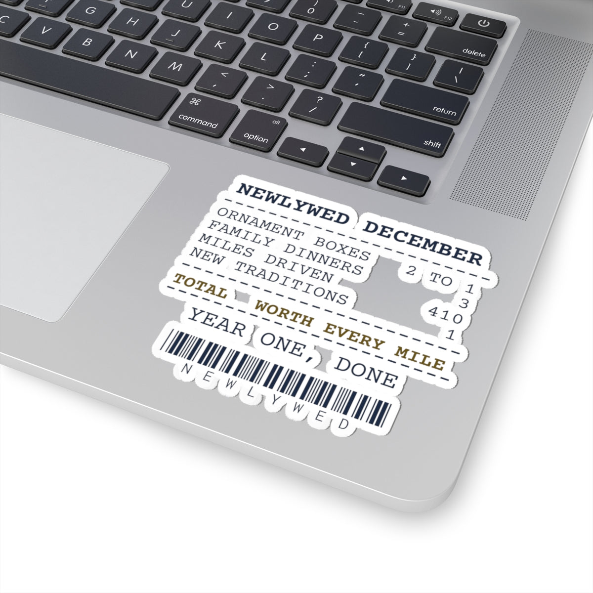 Funny Newlywed Christmas Sticker Newlywed December Receipt
