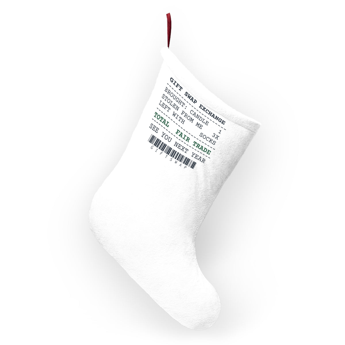 Funny White Elephant Christmas Stocking Stolen From Me 3x Left With Socks