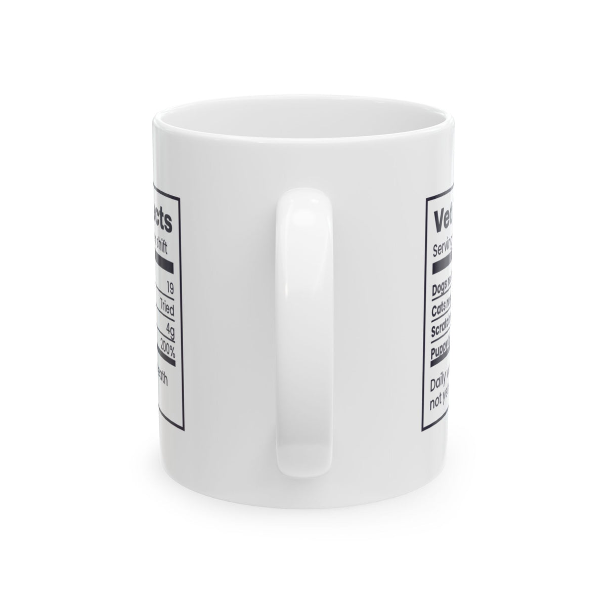 Funny Vet Tech Mug Vet Tech Facts Cats Restrained Tried Nutrition Label