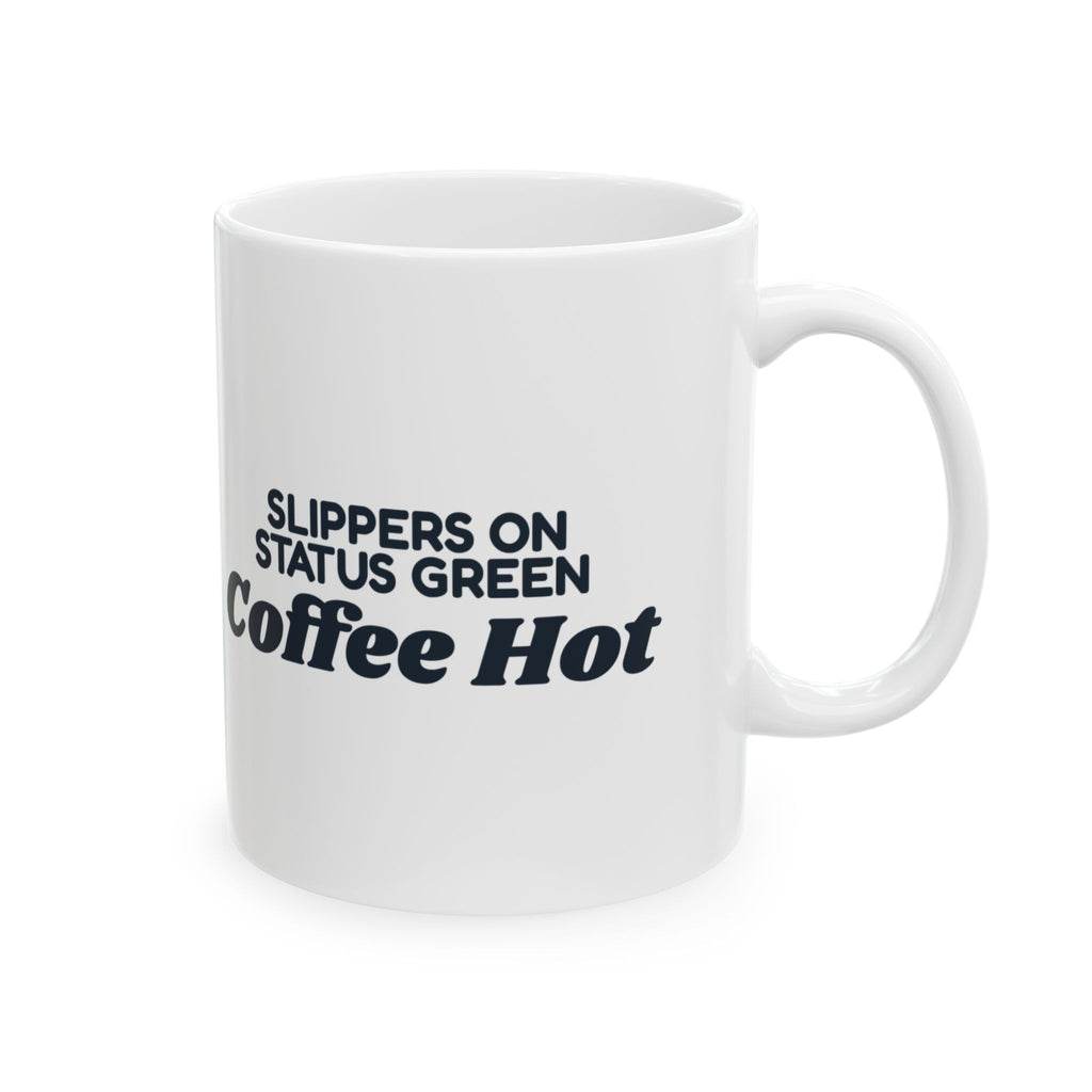Funny Work From Home Coffee Mug Slippers On Status Green
