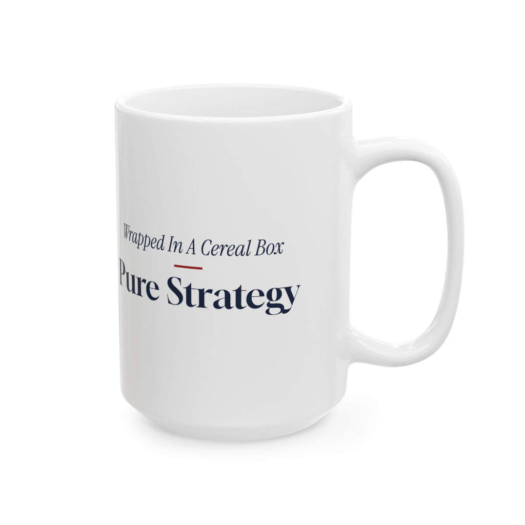 Funny White Elephant Coffee Mug Wrapped In A Cereal Box Pure Strategy