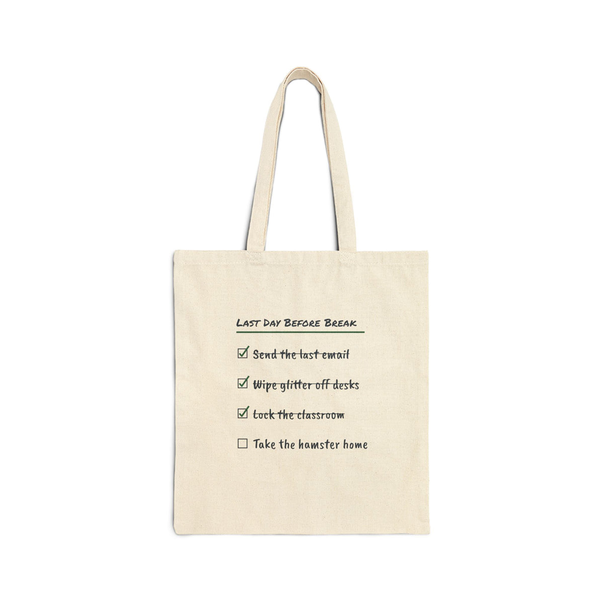 Funny Christmas Teacher Tote Bag Last Day Before Break Hamster