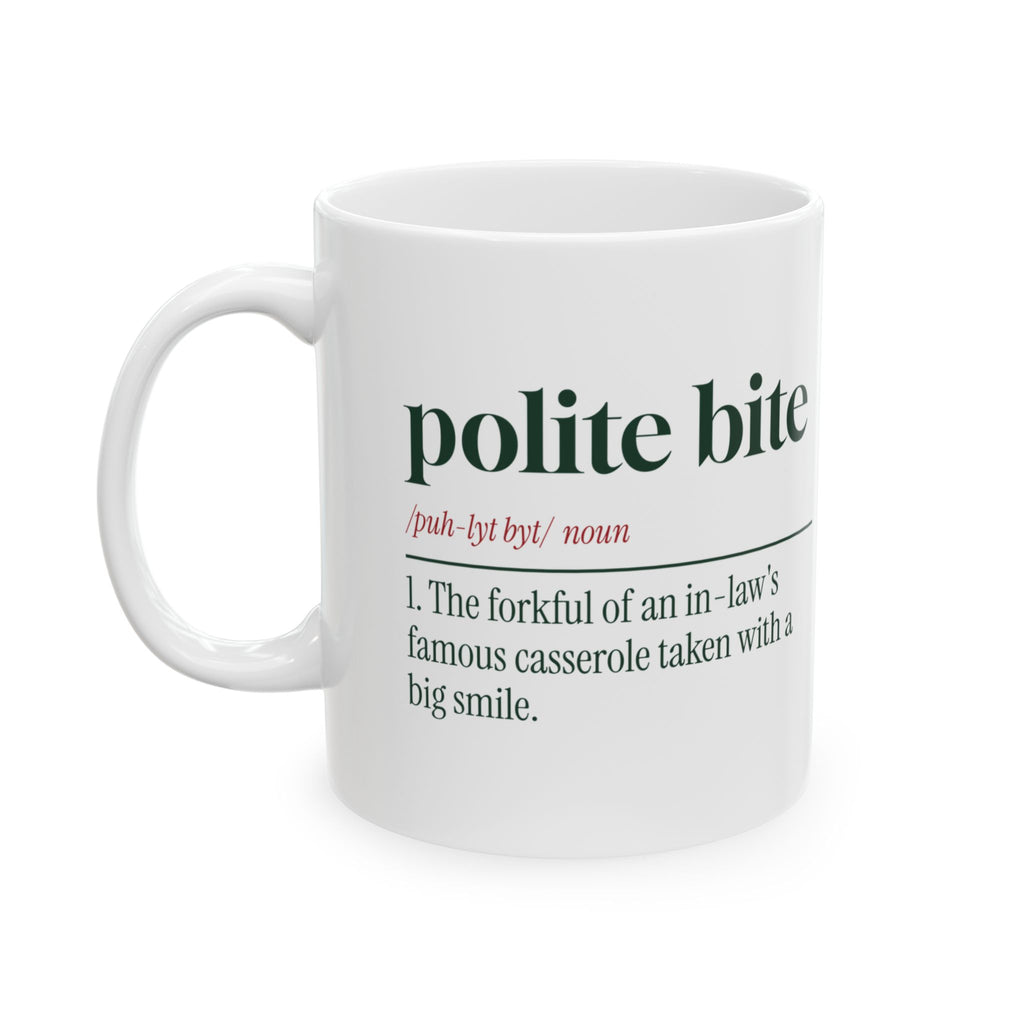 Funny In-Laws Christmas Coffee Mug Polite Bite Dictionary Definition