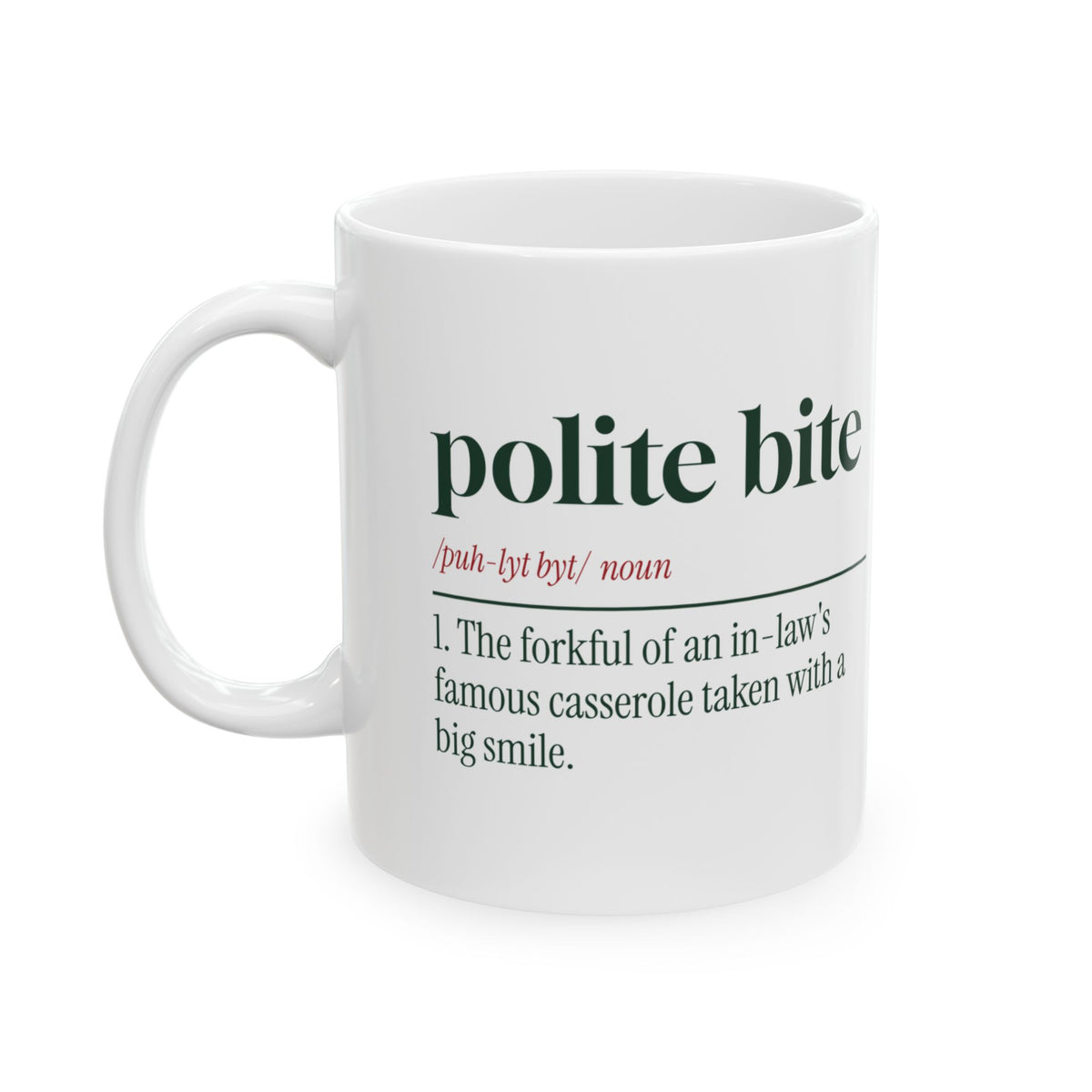 Funny In-Laws Christmas Coffee Mug Polite Bite Dictionary Definition