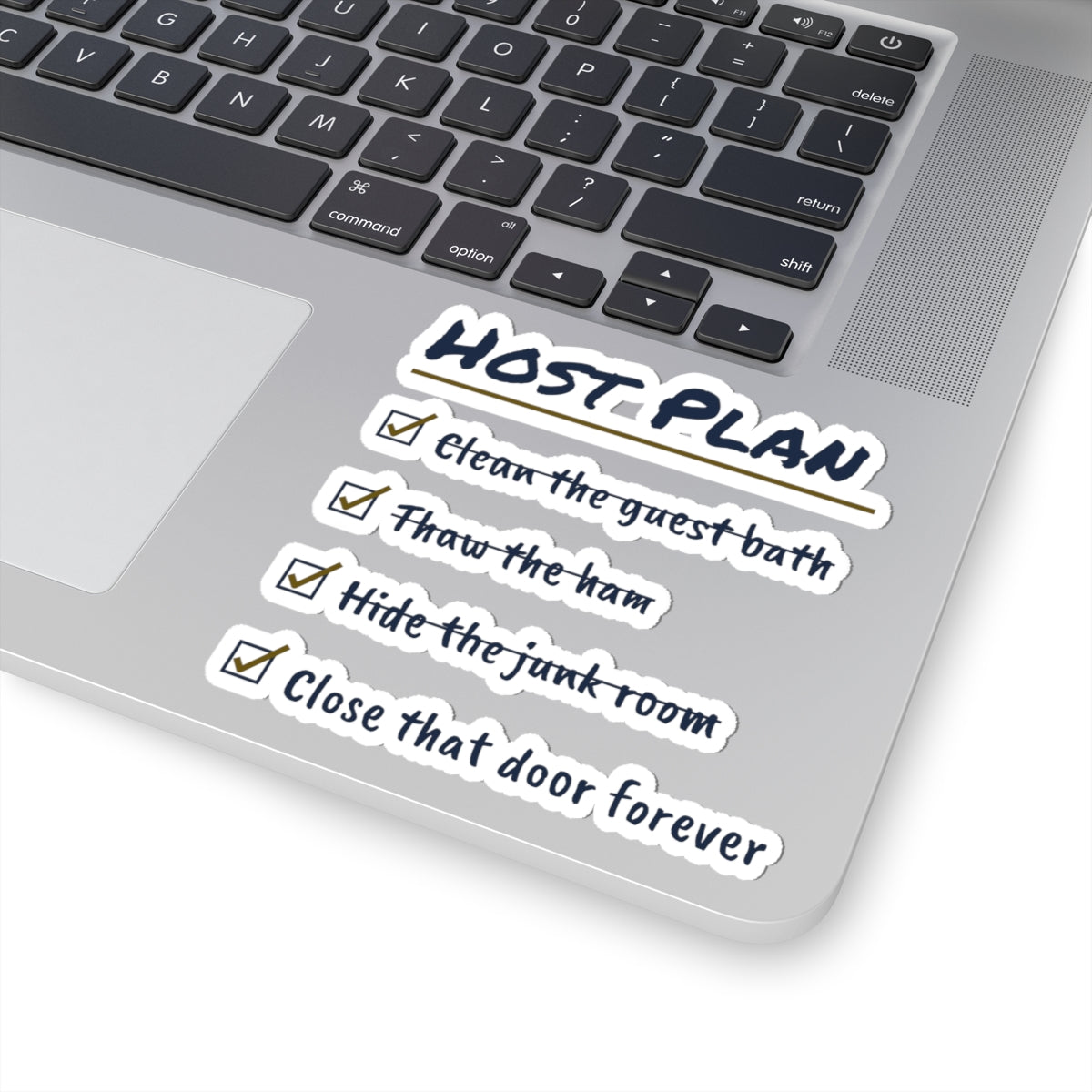 Funny Holiday Host Sticker Hide The Junk Room Checklist