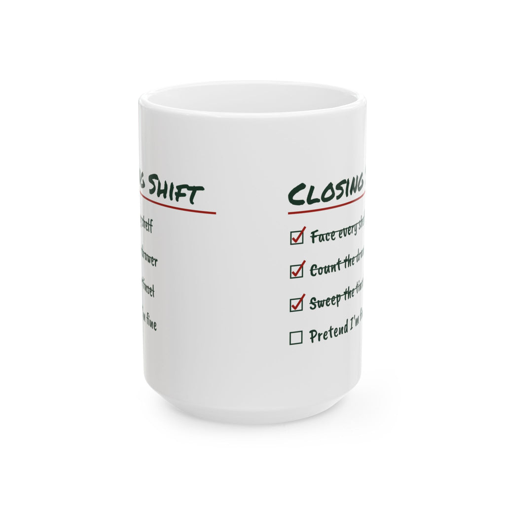 Funny Retail Christmas Coffee Mug Closing Shift Checklist For Workers