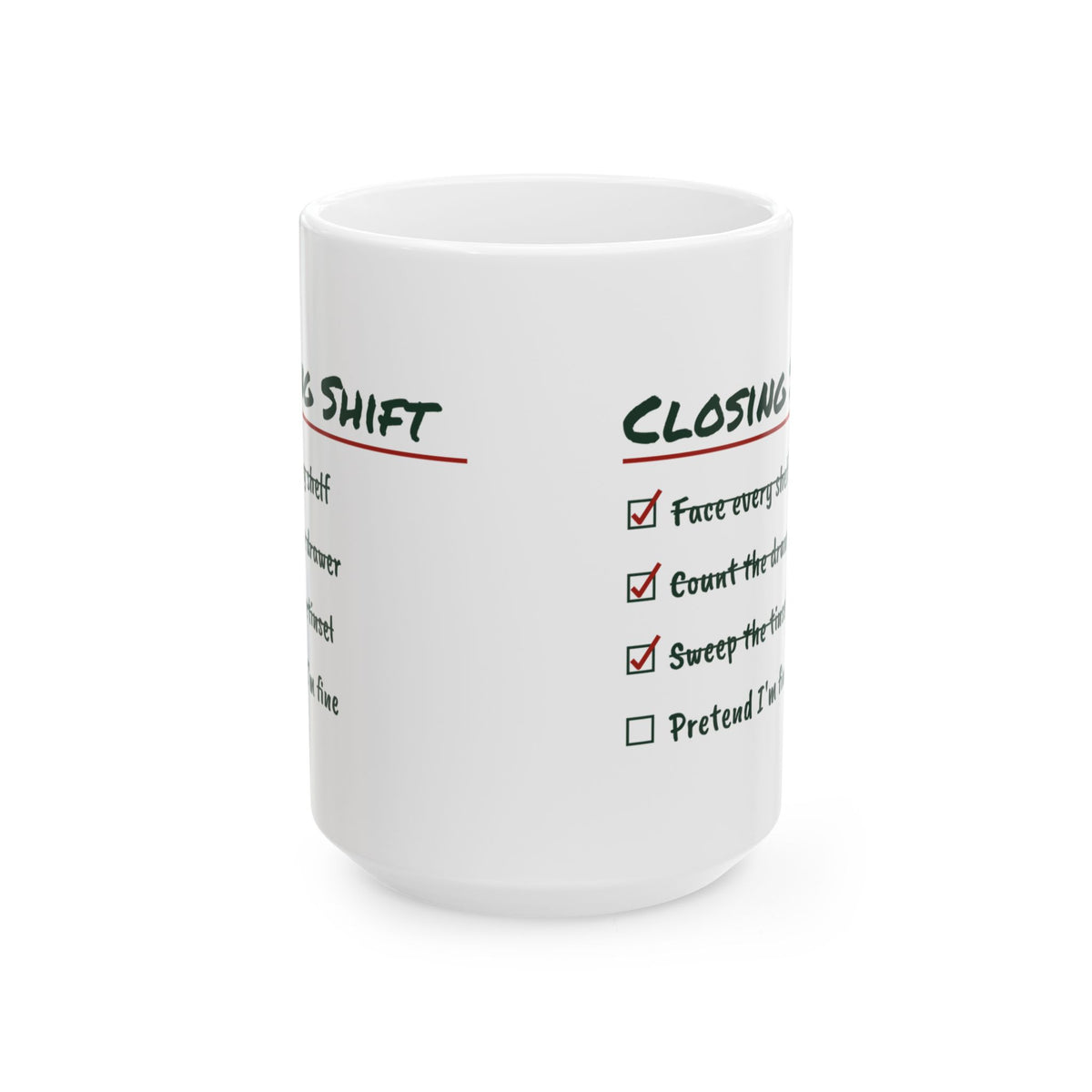 Funny Retail Christmas Coffee Mug Closing Shift Checklist For Workers