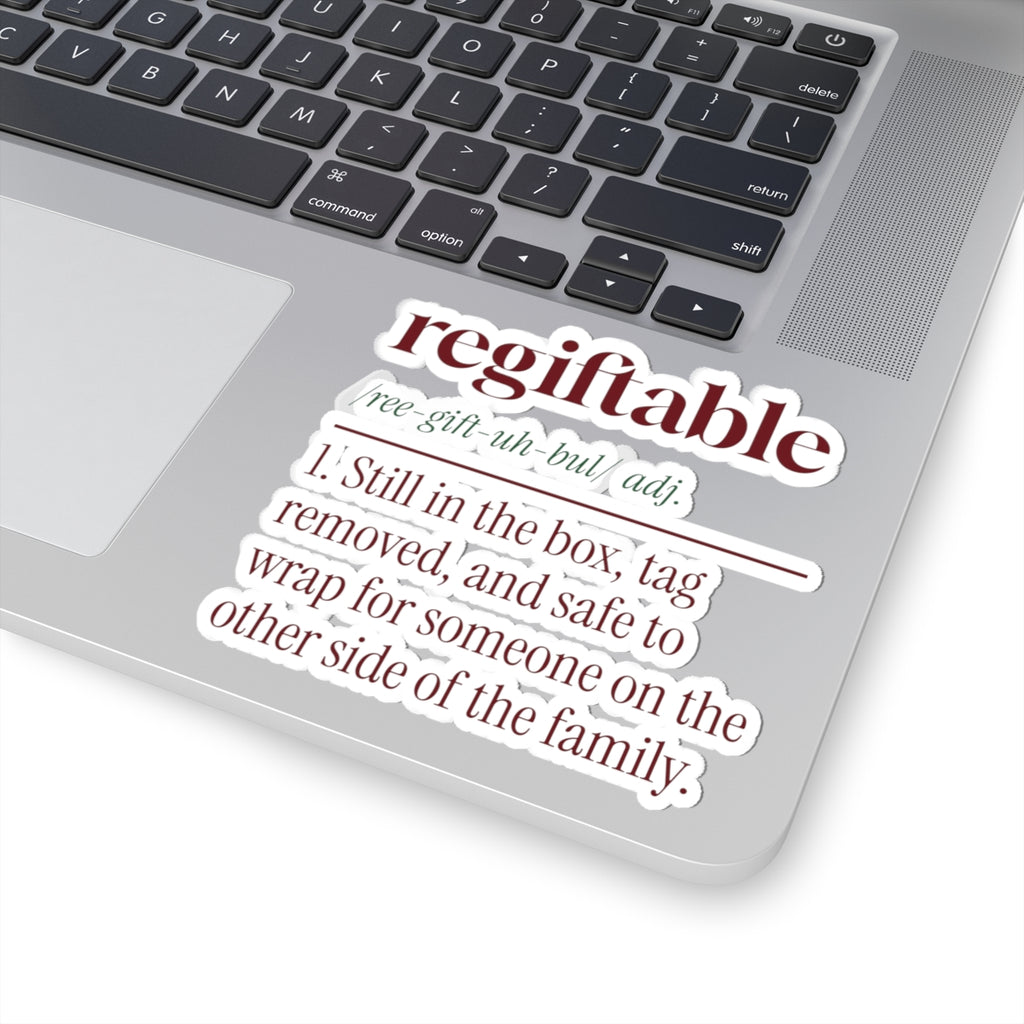 Funny Christmas Sticker Regiftable Definition Still In The Box