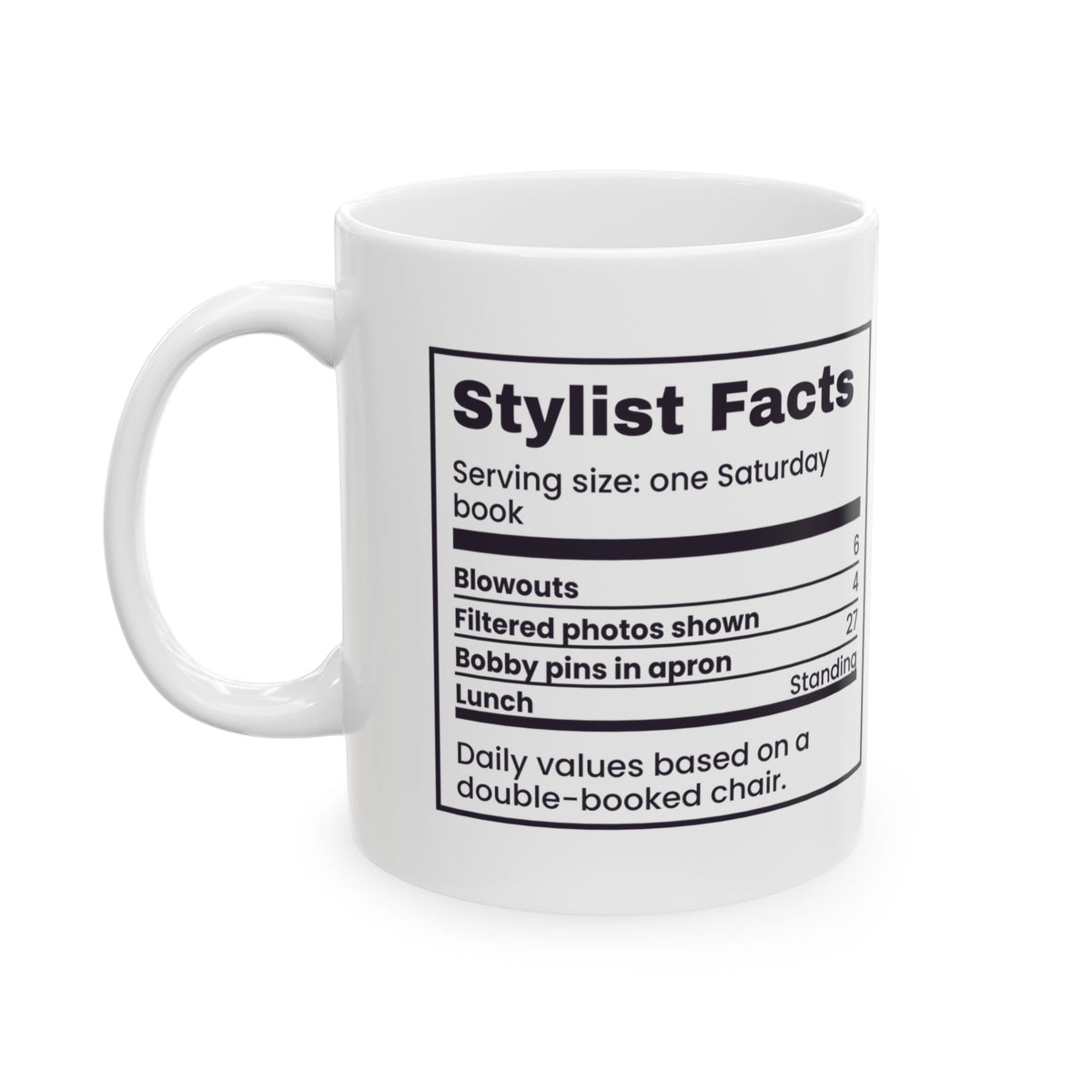 Funny Hairstylist Mug Bobby Pins In Apron 27 Stylist Nutrition Facts