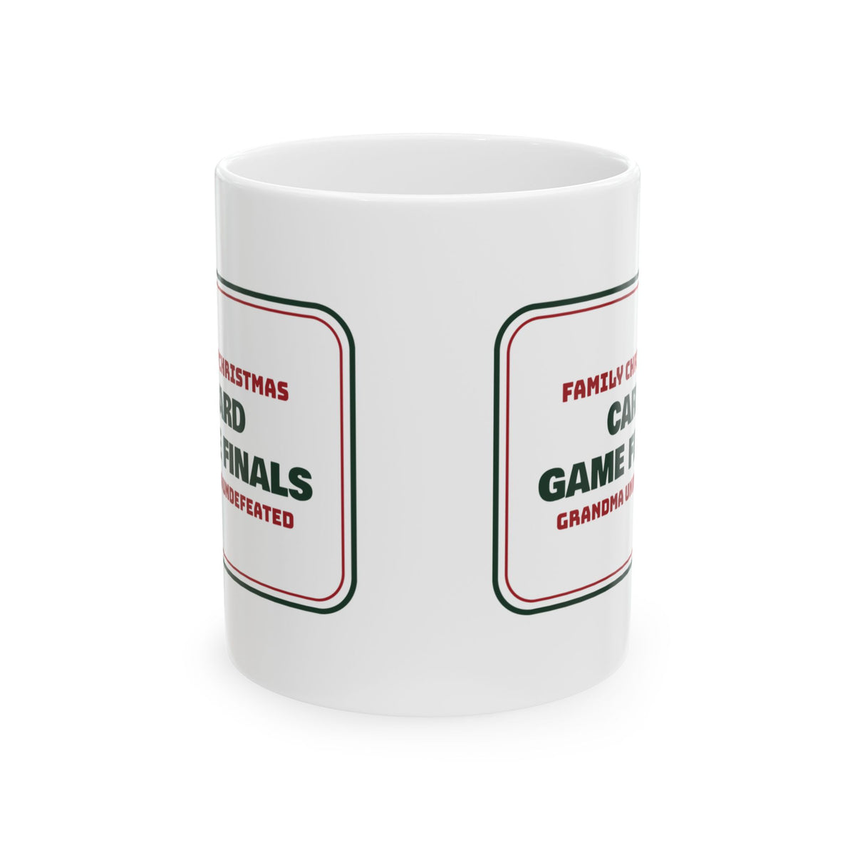Funny Christmas Coffee Mug Card Game Finals Grandma Undefeated Sign