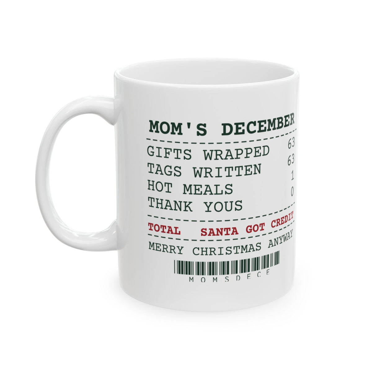 Funny Christmas Coffee Mug Mom's December Santa Got Credit For Mom