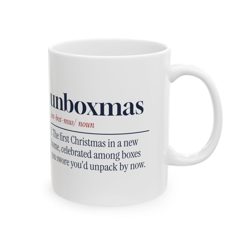 Funny Christmas Coffee Mug Unboxmas Definition For New Homeowners