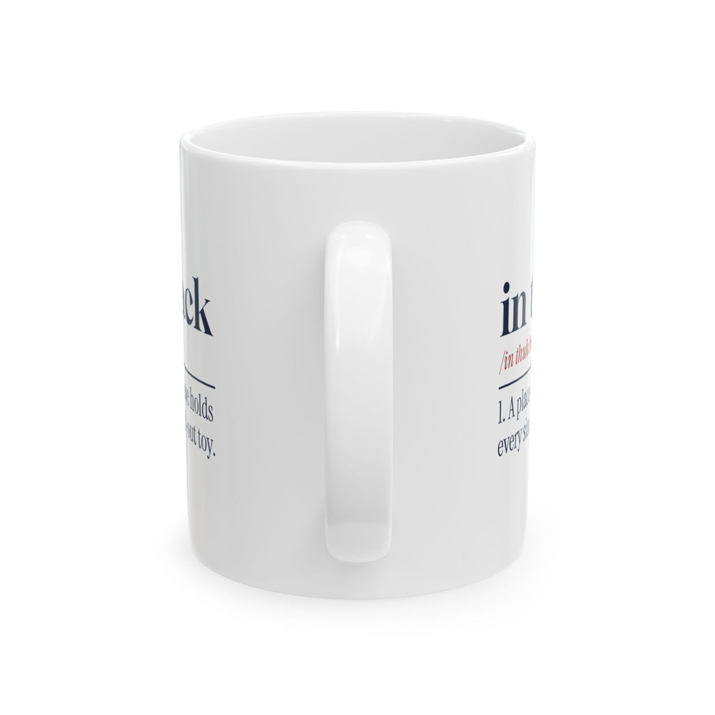 Funny Retail Christmas Coffee Mug In The Back Dictionary Definition