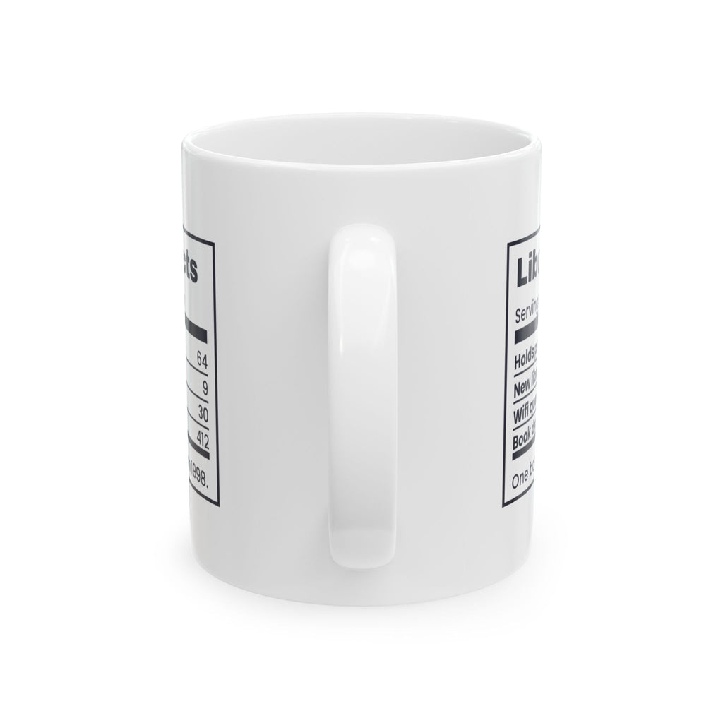 Funny Librarian Coffee Mug Library Facts Nutrition Label