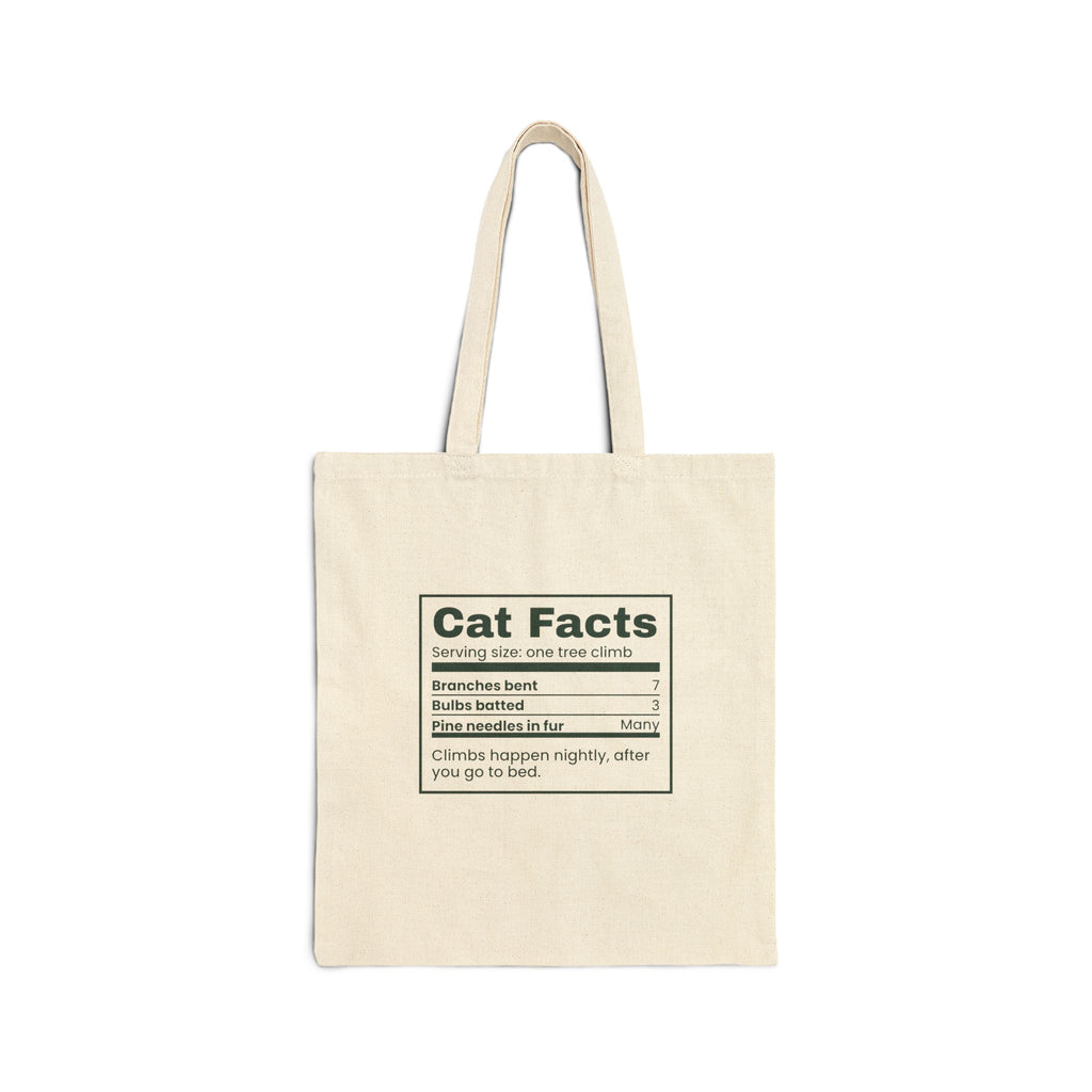 Funny Christmas Tree Cat Tote Bag Cat Nutrition Facts Label