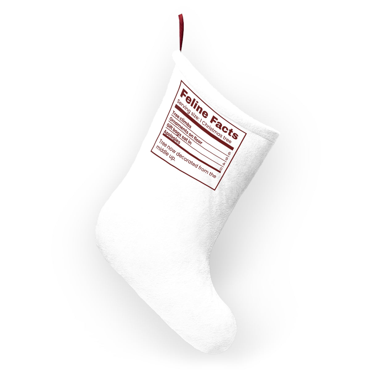 Funny Christmas Cat Christmas Stocking Feline Facts Nutrition Label