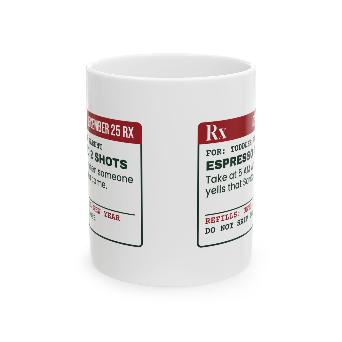 Funny Christmas Coffee Mug Espresso 2 Shots For Parents Of Toddlers