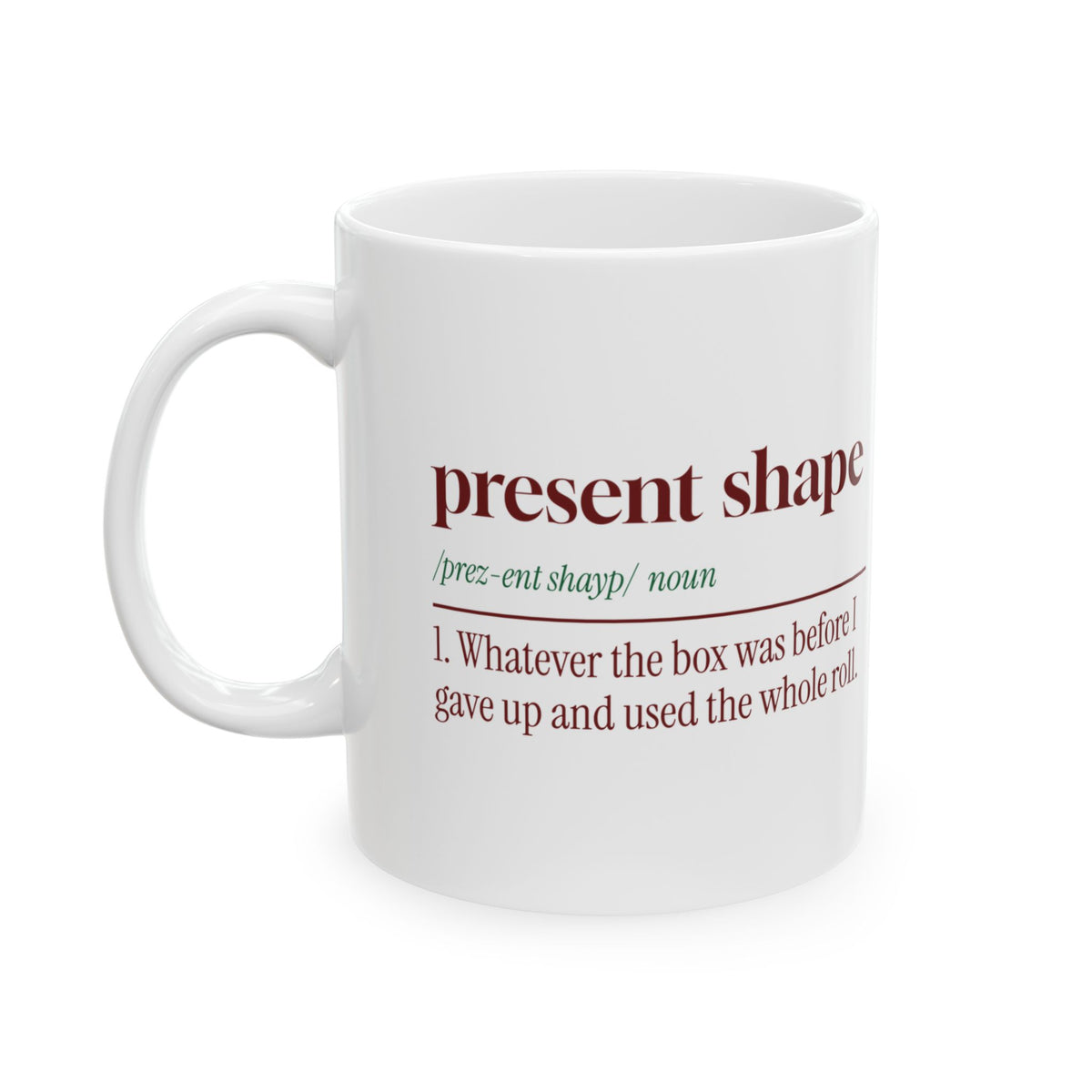 Funny Gift Wrapping Christmas Coffee Mug Present Shape Definition