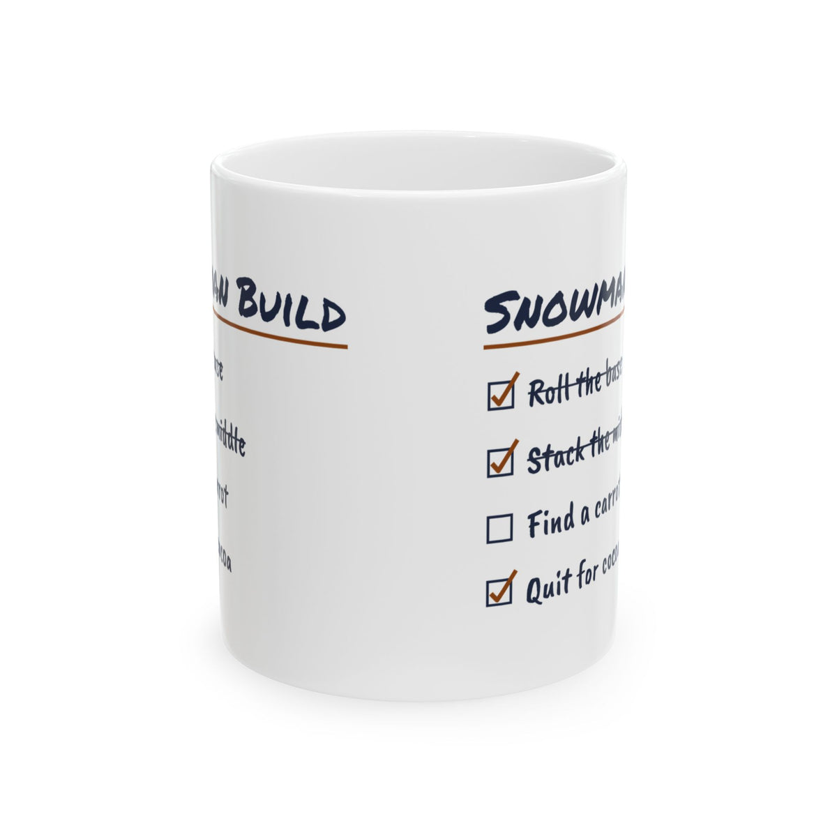 Funny Christmas Coffee Mug Snowman Build Checklist For Hot Cocoa Lovers