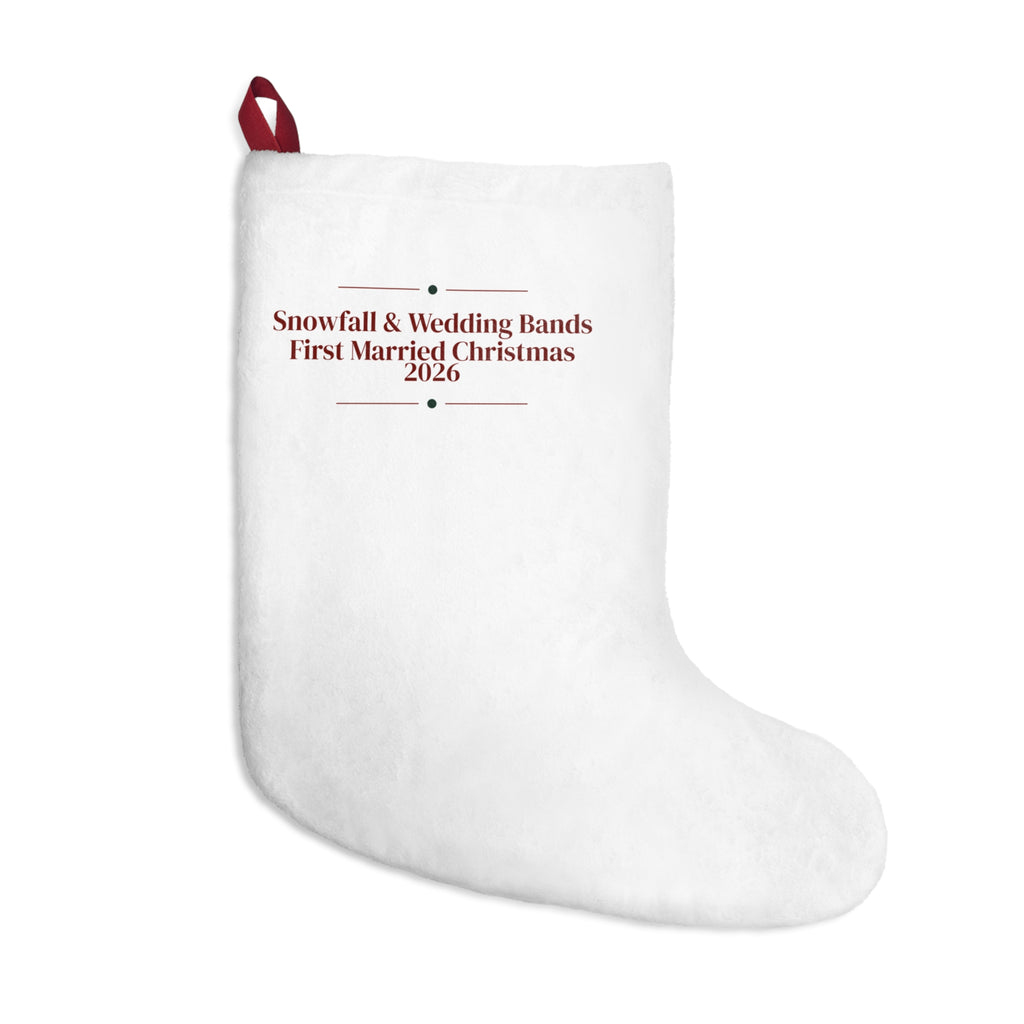 First Married Christmas Stocking 2026 Snowfall And Wedding Bands