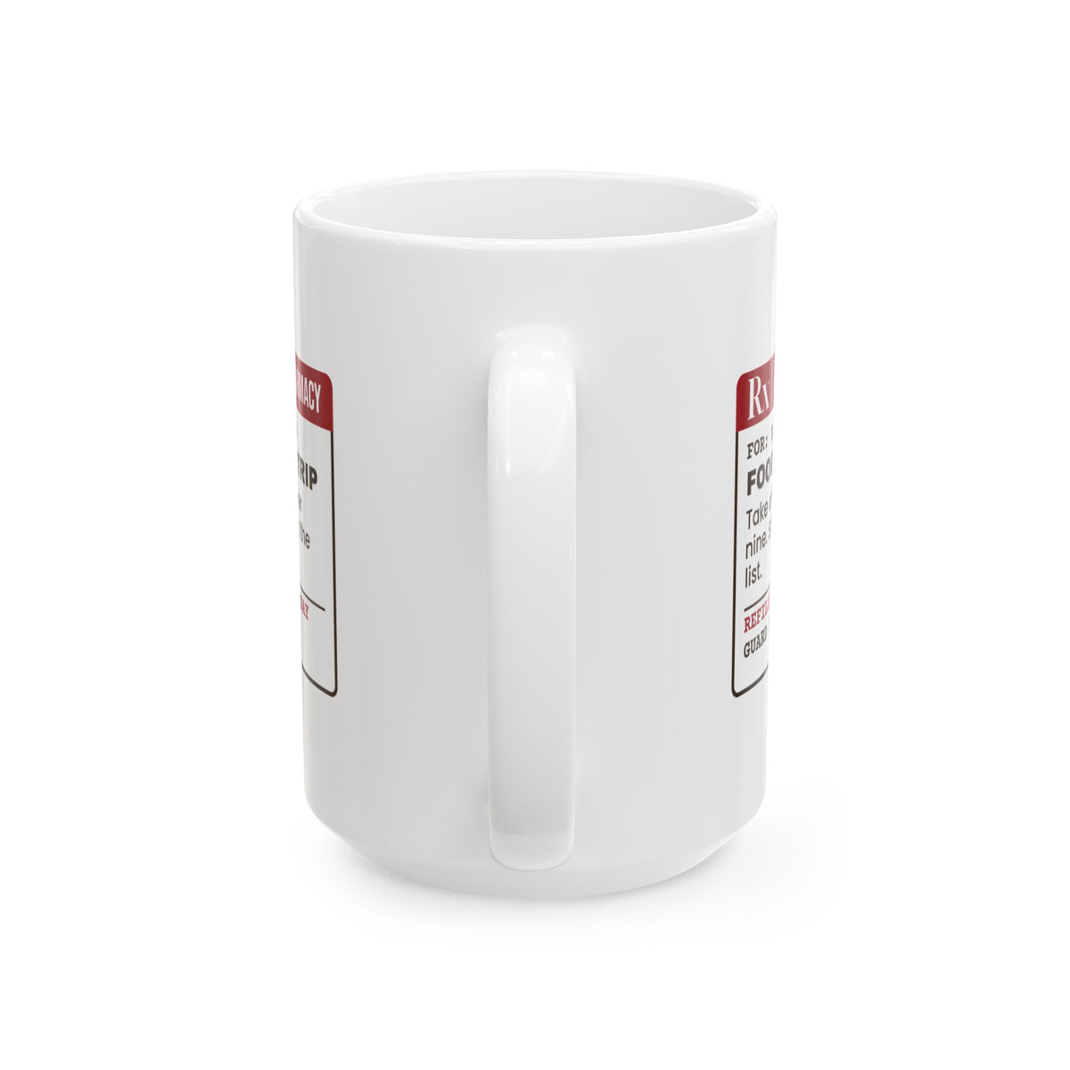 Funny Christmas Shopping Coffee Mug Food Court Prescription Label