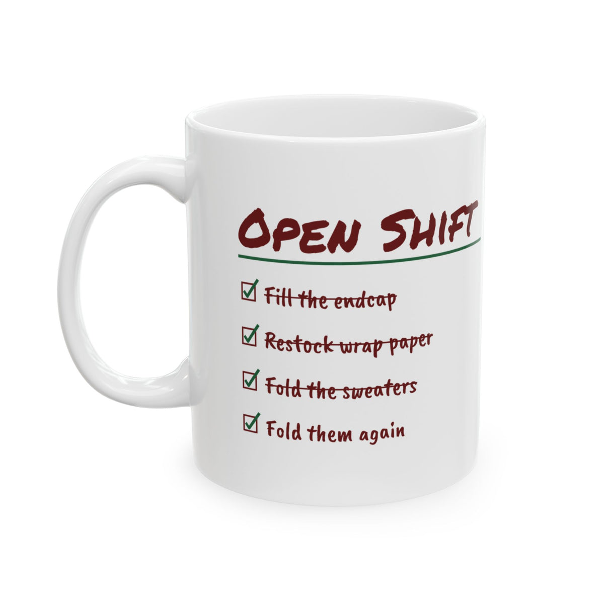 Funny Christmas Retail Coffee Mug Fold The Sweaters Fold Them Again