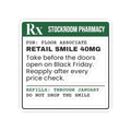 Funny Christmas Retail Sticker Retail Smile 40mg Prescription
