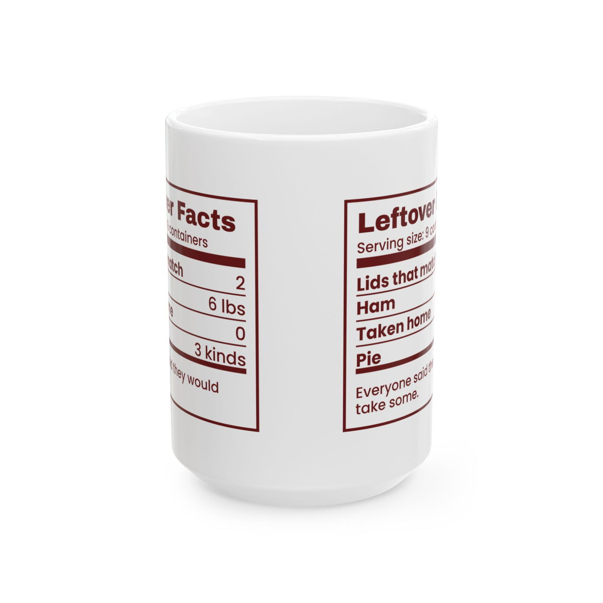 Funny Christmas Host Coffee Mug Leftover Facts Nutrition Label