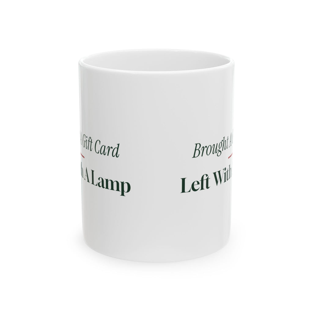 Funny White Elephant Coffee Mug Brought A Gift Card Left With A Lamp