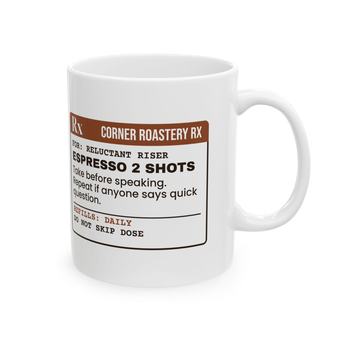 Funny Coffee Mug Espresso Take Before Speaking Prescription Label