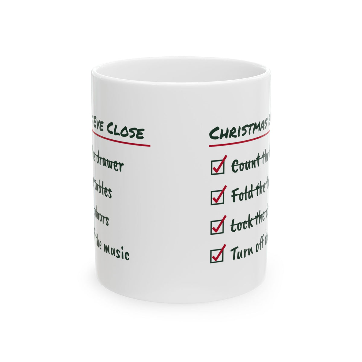 Funny Retail Christmas Coffee Mug Christmas Eve Close Checklist