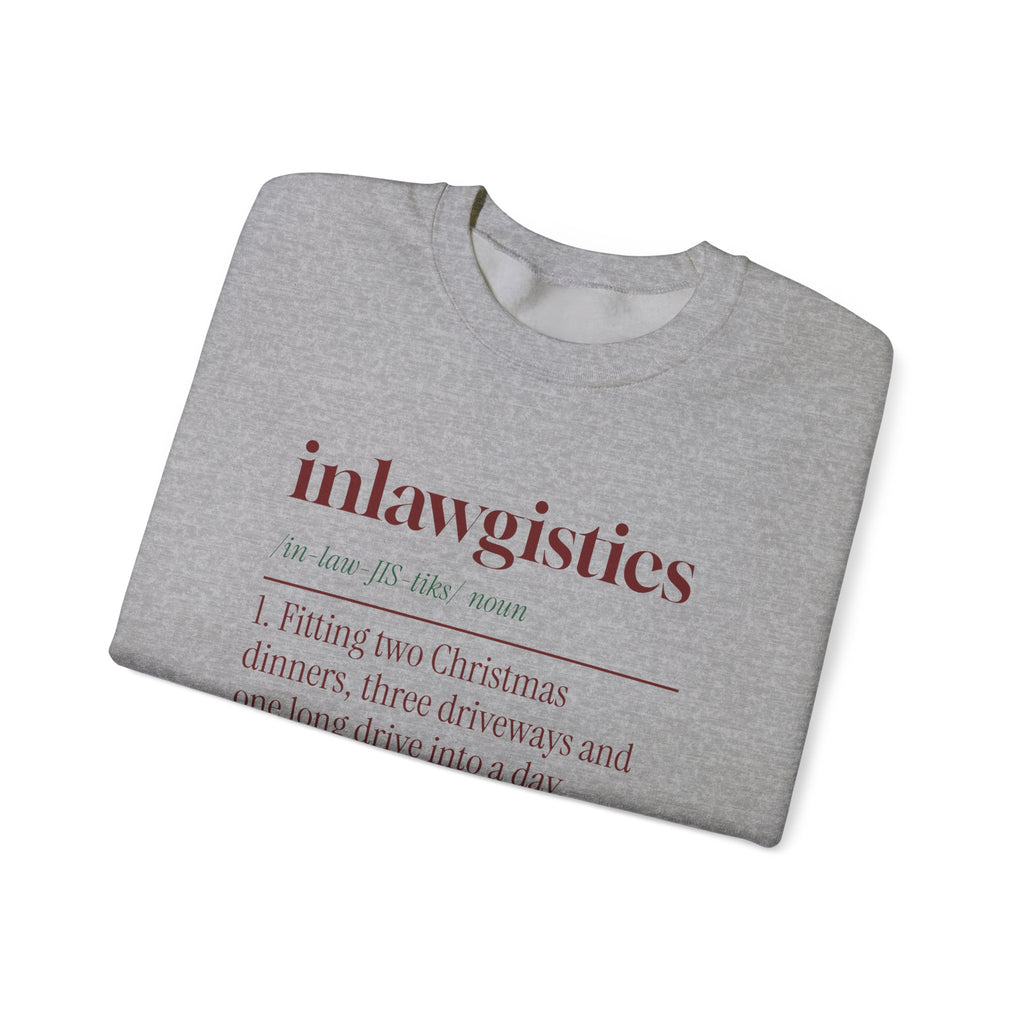 Funny Christmas In-Laws Sweatshirt Inlawgistics Dictionary Definition