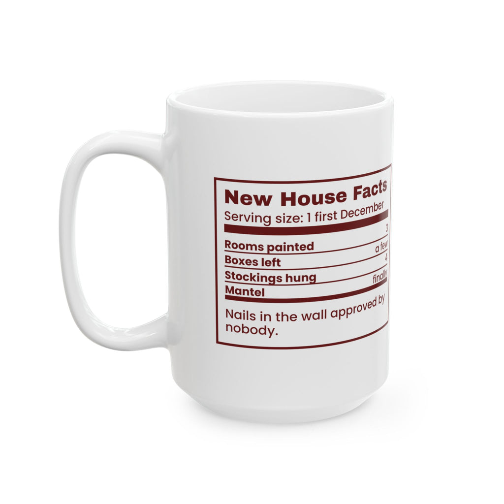 Funny Christmas Coffee Mug New House Facts Nutrition Label