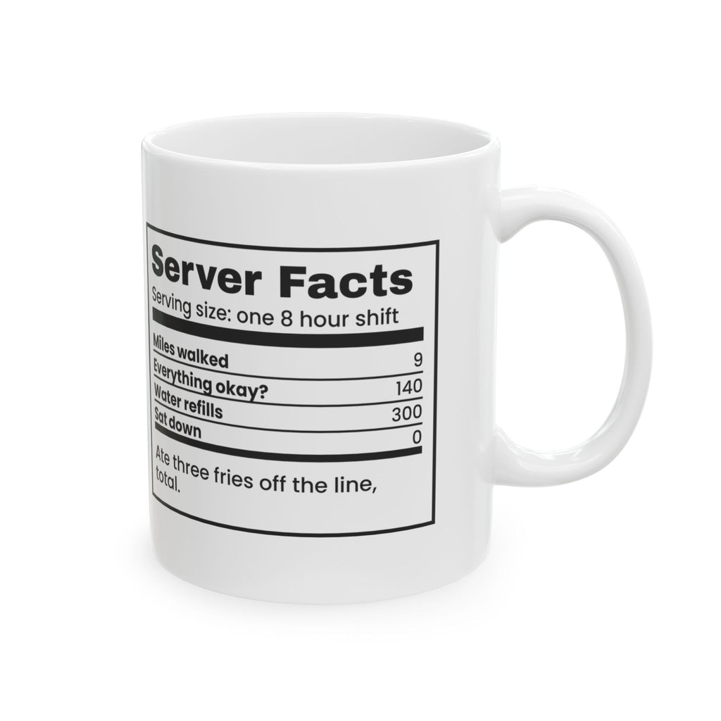 Funny Waitress Coffee Mug Server Facts Nutrition Label