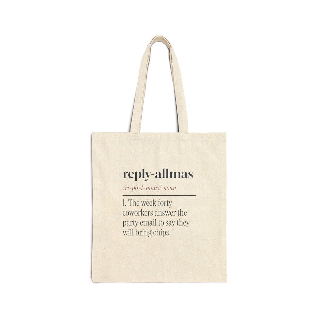 Funny Office Christmas Tote Bag Reply-Allmas Definition For Coworkers